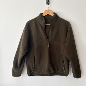 Olive Green Zip Fleece Sweater